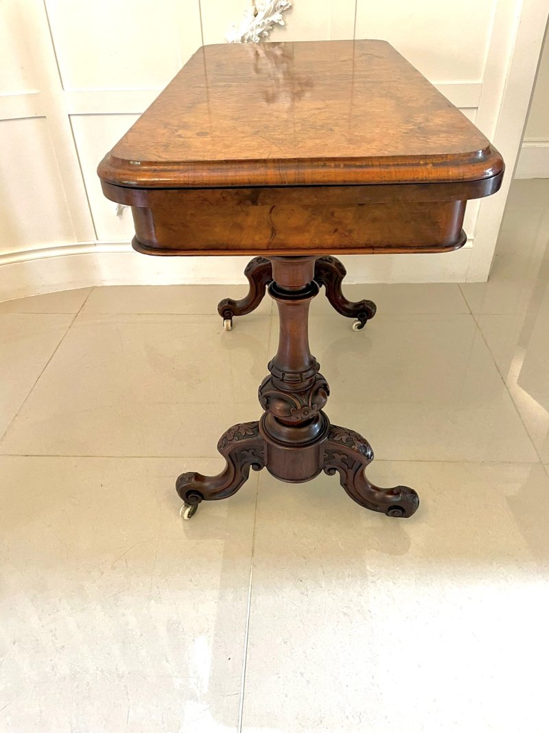 Quality Antique Victorian Burr Walnut Card/Side Table - Image 14